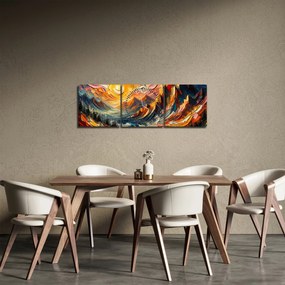 Kép - Hegyek, melyeket napfény ölel (órával) (90x30 cm)