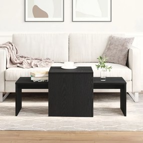 fekete tölgy asztalkészlet 100x48x40 cm műanyag és fa