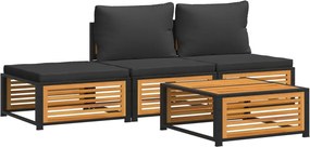 vidaXL 4 részes tömör akácfa kerti ülőgarnitúra párnával