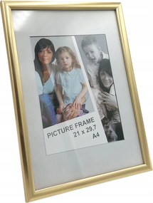 Képkeret A4 21x29,7 szatén arany üveg oklevél tanúsítvány