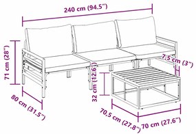 Kerti Kanapé Szett 4 pcs Antracitszürke Acél