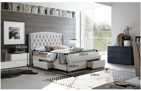 Ágy ágyneműtartóval, krém anyag, AKANA 160x200