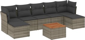 vidaXL 8 részes szürke polyrattan kerti ülőgarnitúra párnákkal