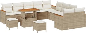 vidaXL Kerti Kanapé Szett 13 pcs Bézs polirattan