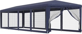 vidaXL kék HDPE rendezvénysátor 10 hálós oldalfallal 3 x 12 m