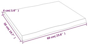 sötétbarna kezelt tömör asztallap 60x50x(2-4) cm