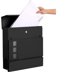 Modern postaláda újságtartóval, fekete