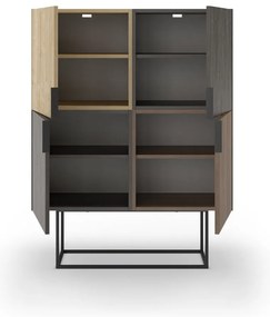 Barna-natúr színű szekrény tölgyfa dekorral 100x130 cm Titan – Marckeric