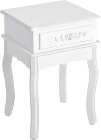 HOMCOM Éjjeli szekrény 1 fiókkal, Fa oldaltábla hálószobába és nappaliba, Modern stílus, 40x35x60 cm, Fehér | Aosom