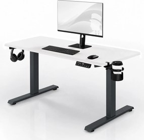 Elektromos íróasztal magasságállítással ergonomikus antracit-fehér, 1400x700 mm: ARIA