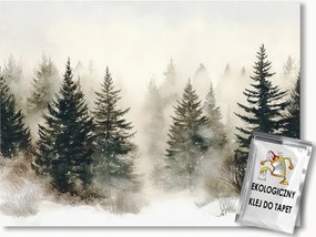 Fotótapéta Flizelina Tájkép Erdő Lucfenyő Tél Hó 200x140 ragasztó