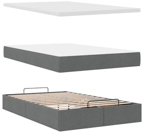 Ottomán ágy matraccal sötétszürke 120x190 cm szövet