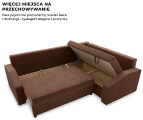 Grande Plus sarokkanapé, jobboldali, szövet anyag, barna