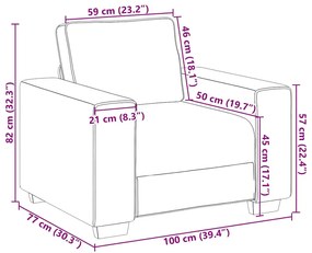 sötétszürke kordbársony szövet kanapéfotel 60 cm
