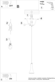 Sollux SL.1223 - Csillár zsinóron REA 1xE14/12W/230V beton