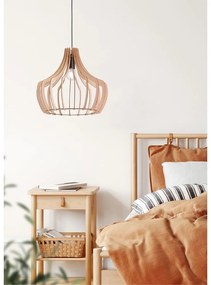 Wood világosbarna fa-fém függőlámpa, magasság 150 cm - Trio