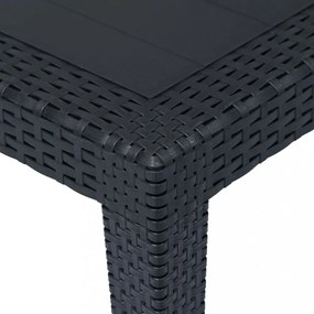 7 részes antracit rattan hatású műanyag kültéri étkezőgarnitúra
