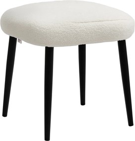 HOMCOM Lábpihenő Ülés Puff Térbeli Smink Puff Lábpihenő Cashmere Hatással, Acél Lábakkal, Nappaliba, Hálószobába, Krémfehér, 42 x 42 x 47 cm | Aosom