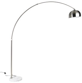 Acél íves állólámpa fehér márvány talppal és acél búrával - Arc XXL