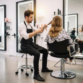 VASHOME Szépségszalonbeli szék, Fodrász szék kerekekkel, fekete