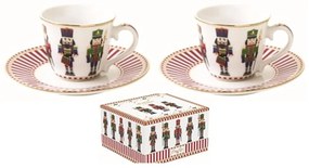 Diótörő karácsonyi porcelán eszpresszó csésze+alj szett díszdobozban, 2 személyes, 80 ml - Nutcrackers