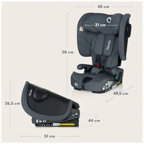 Lionelo - Összecsukható autósülés NELLY i-Size 76-150 cm Grafitszürke