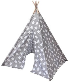 Teepee Indián sátor gyerekeknek Csillag 110 x 140 cm szürke