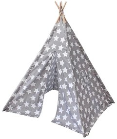 Tipi indián sátor gyerekeknek Csillag 110 x 140 cm - szürke