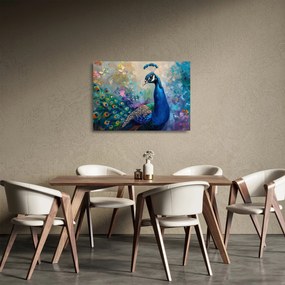 Üveg kép - Festmény egy páva (70x50 cm)