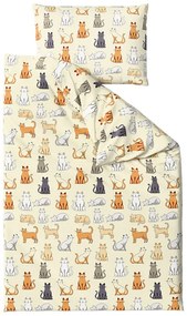 Pamut ágyneműhuzat COLORED CATS BLEND krémszínű Ágyneműhuzat mérete: 70 x 90 cm | 140 x 200 cm
