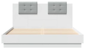 fehér ágykeret fejtámlával és LED-világítással 150 x 200 cm