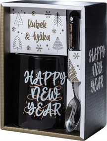 Mikulás Karácsonyi Ajándék karácsonyi bögre kanál Happy New Year felirat