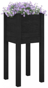 2 db fekete tömör fenyőfa kerti virágtartó 31 x 31 x 70 cm