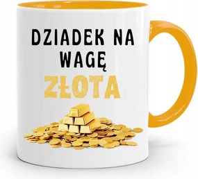 Sárga Bögre Nagypapa Napjára Arany Mérleggel, fényképes nyomattal