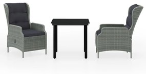 vidaXL 3 részes világosszürke kerti étkezőgarnitúra