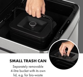 Klarstein Touchless, szemetes, szenzoros, 72 l, 4 tartály, ABS / PP / rozsdamentes acél