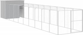 vidaXL világosszürke horganyzott acél kifutós kutyaház 214x1069x181 cm