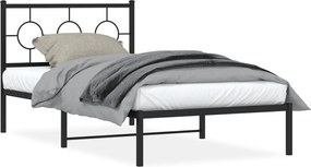 vidaXL fekete fém ágykeret fejtámlával 100 x 190 cm