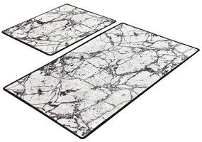 2x Fürdőszobai szőnyeg MARBLE 60x100 cm fehér/fekete készlet
