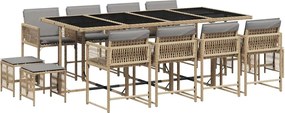 vidaXL 13részes vegyes bézs polyrattan kerti étkezőgarnitúra párnákkal