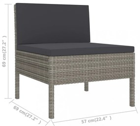 vidaXL 8 részes szürke polyrattan kerti ülőgarnitúra párnákkal