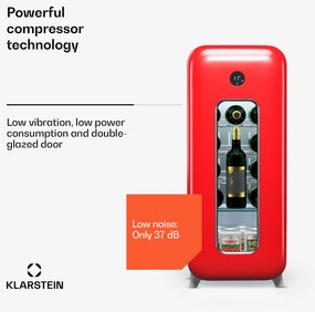 Klarstein Shirley 15 Uno, borhűtő, 15 palack, 5 - 20 °C, érintésvezérlés, retró
