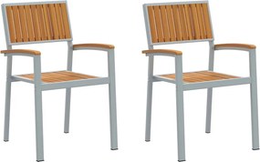 vidaXL Összecsukható Szék 2 pcs Barna 56 x 57 x 87 cm Tömör Akácfa