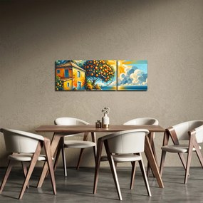 Kép - Ház narancsokkal I. (órával) (90x30 cm)