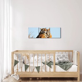 Kép - Tigris és a kölyke (órával) (90x30 cm)