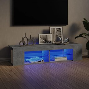 Betonszürke TV-szekrény LED-lámpákkal 135 x 39 x 30 cm