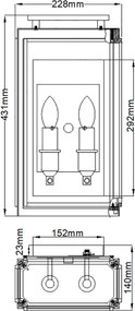 Quintiesse SUTCLIFFE QN-SUTCLIFFE-M-OZ Fali lámpa 2x60W/E14 IP44