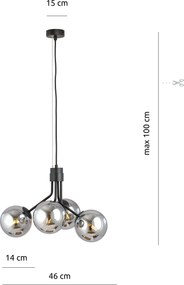 Emibig modern függeszték nova fekete grafit emi1140/4