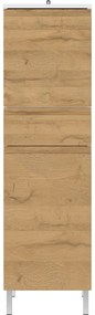 Fehér magas fürdőszoba szekrény tölgyfa dekorral 34x120 cm Torrance - Germania