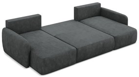 Sötétszürke zsenília kinyitható-tárolóhelyes sarokkanapé (U alakú) Lilo – Makamii